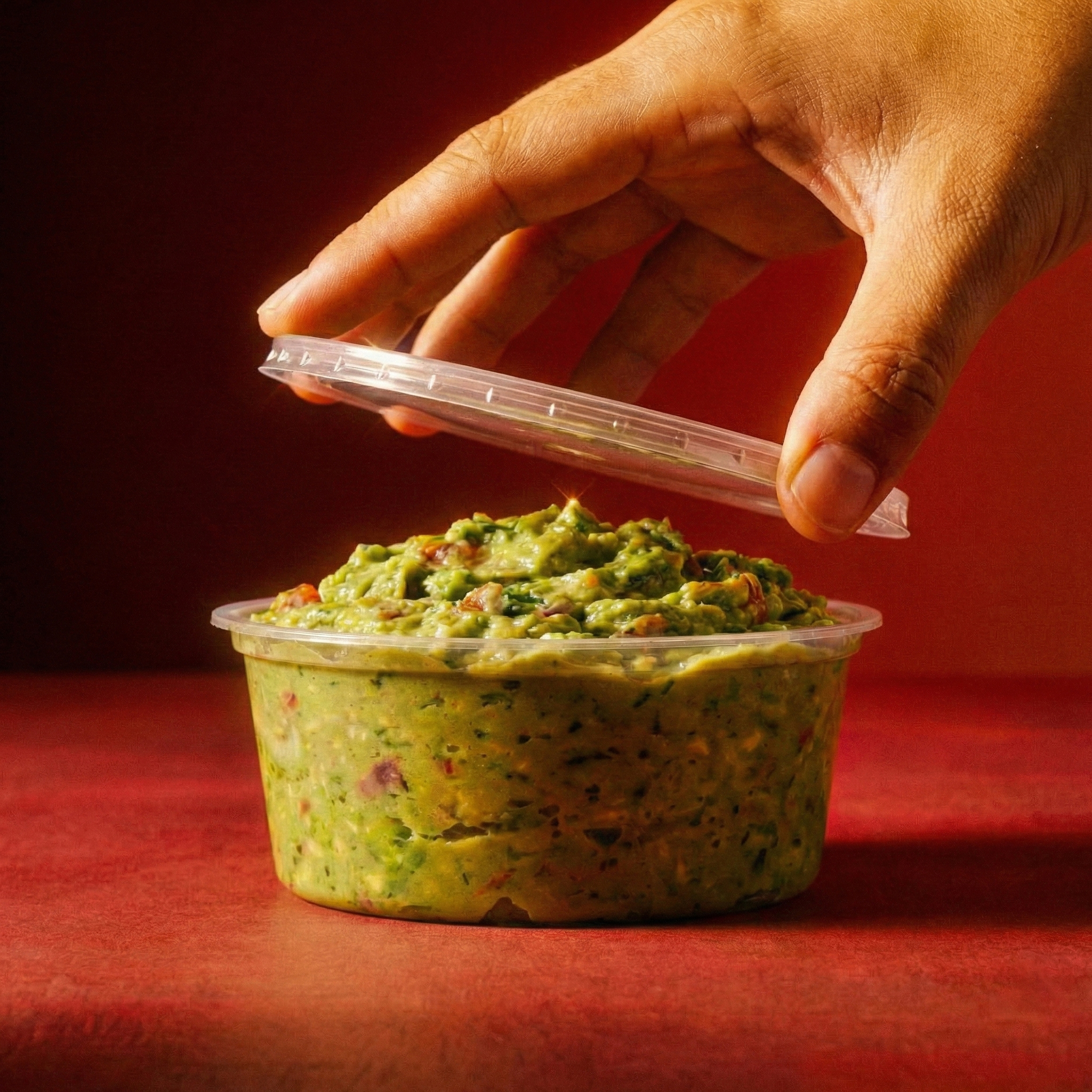 TAKEOUT container disposable to go container for guacamole and cold sauce