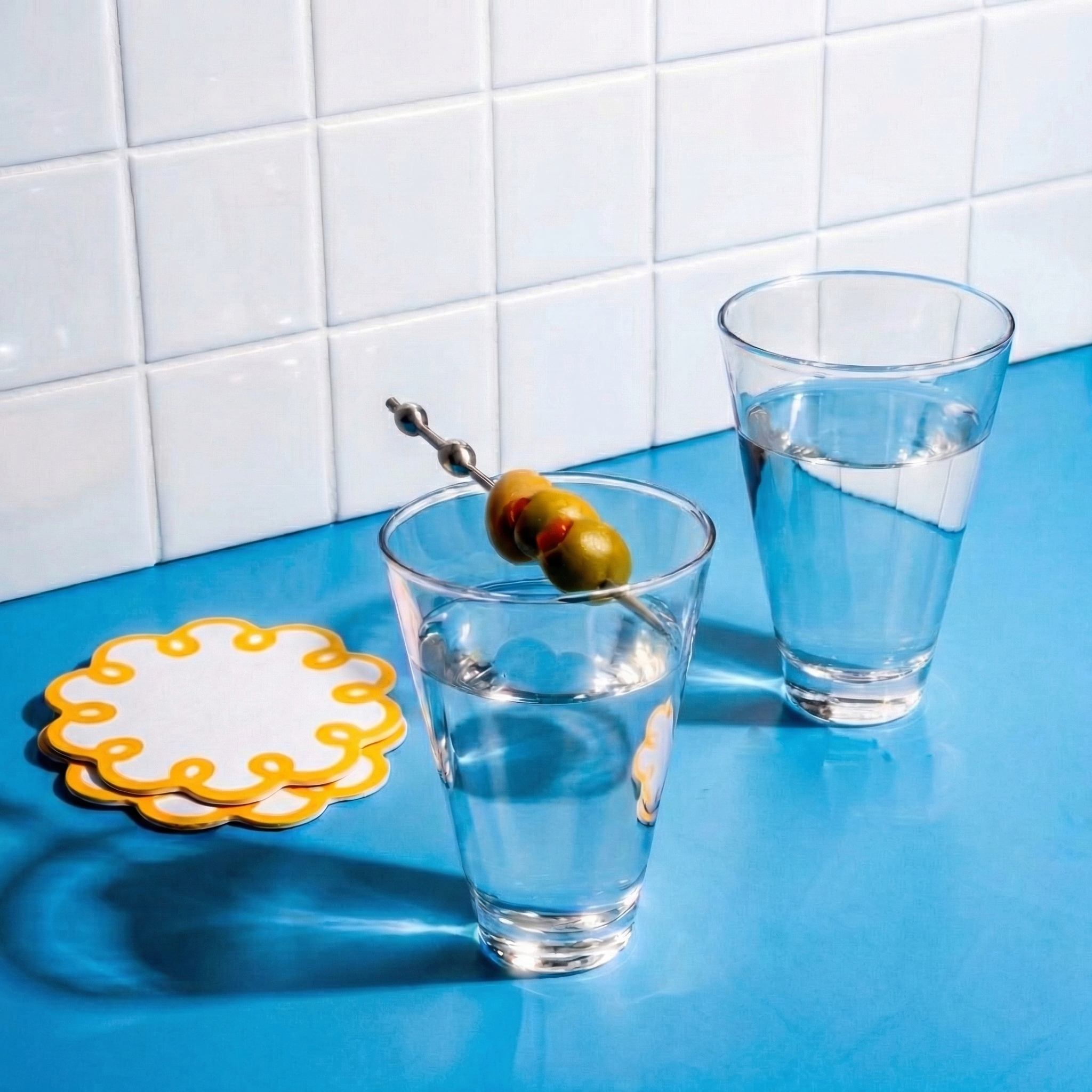 custom shaped scalloped bar coasters disposable coasters custom bar coaster from takeout goods miami