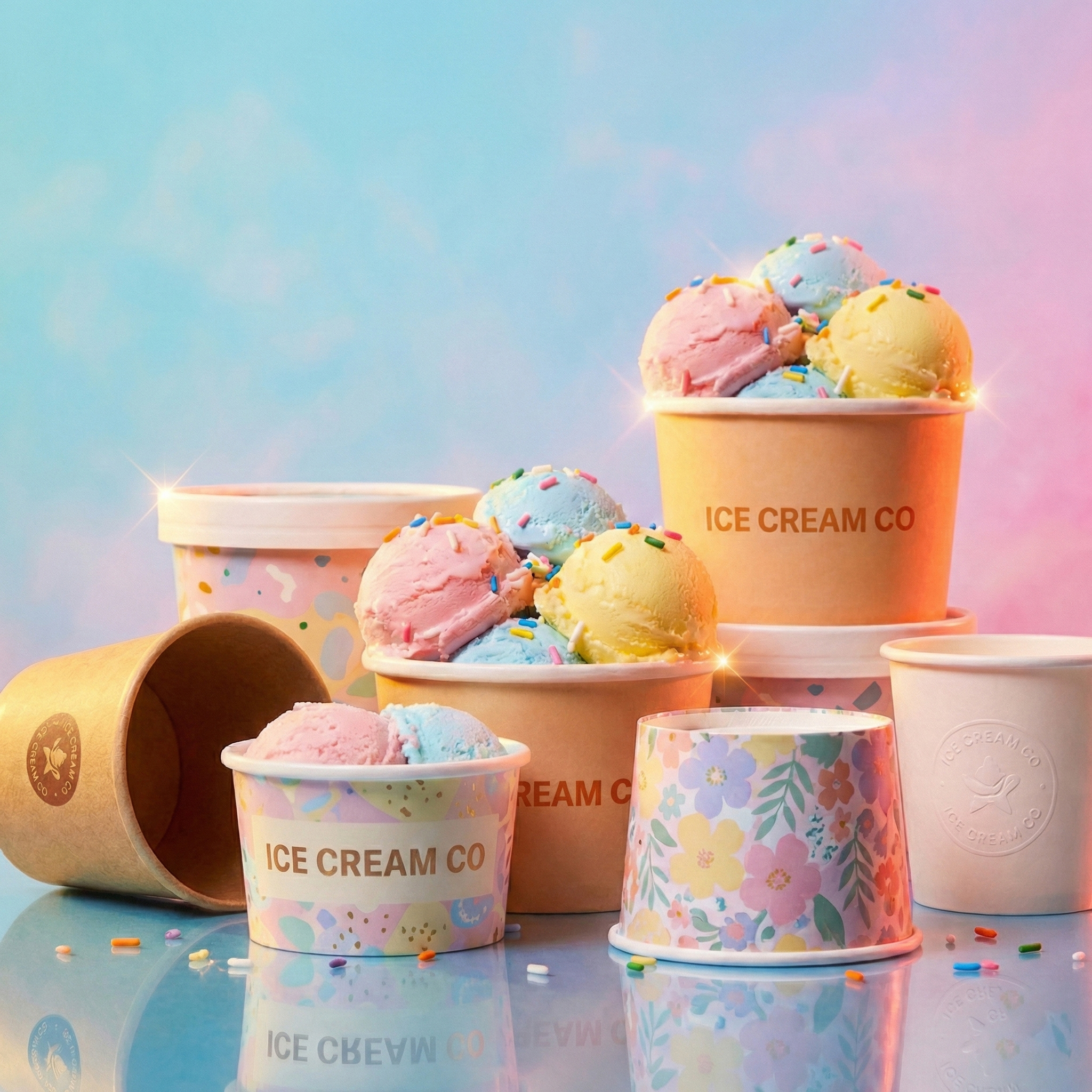 branded disposable cups for ice cream and sauces short cups disposable miami